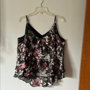 Floral Ruffle Women's Top - Green and Pink